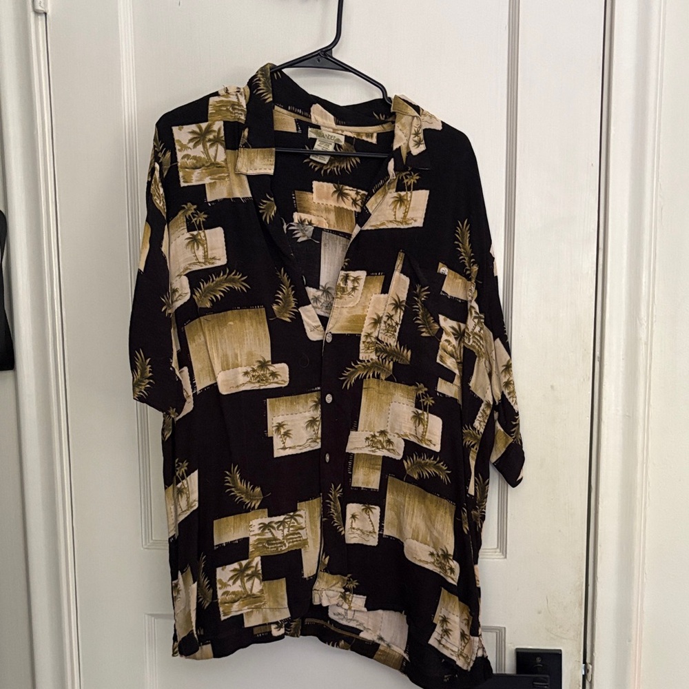 Islander Black and Tan Tropical Print Men's Shirt